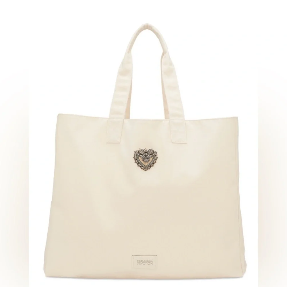 D&G Cream Tote Bag with‎ Embellished Logo